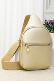 Solid PU Sling Bag: Light Brown