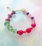Gemstone Bracelet - Pink and gReen