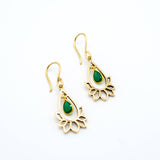 Brass Emerald Lotus Earring 