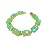 Emerald Cut Glass Crystal Linked Statement Bracelet