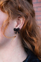 Bow Studs - Black Glitter // Game Day Earrings