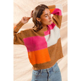 MULTI COLOR BLOCK CHECKERED SWEATER TOP