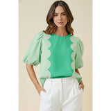 Romantic Wave Glam Scallop Blouse