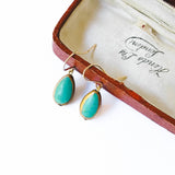 Small Authentic Turquoise Teardrop dipped in gold Earrings