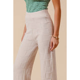 CHECKER PATTERN KNITTED STRAIGHT LEG SWEATER PANTS