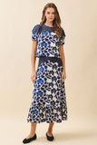 CT9610-Floral Print Contrast Scalloped Panel Detail Top