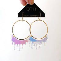 Dripping "Slime" Acrylic Hoop Earrings: Iridescent