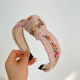 Boho Mixed Woven Embellished Rattan Knot Headband