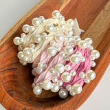 Pink Textured Seamless Pearl Hair Tie (Set of 6)