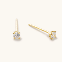 Crystal Gem Micro Stud Earrings: Gold