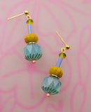 Colorful Teal Beaded Dangle Earrings