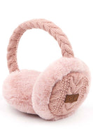 C.C Cable Knit Fur Earmuff Warmer: Light Gray