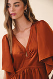 CD06459-Ruched Detail Tiered Short Sleeves Maxi Dress