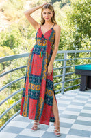 Mixed Print Midi Dress