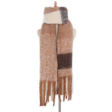 Soft Chunky Plaid Fleece Oblong Tassel Scarf