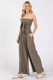 Front Tie Tank Top Wide Leg Jumpsuit - VNJU60417