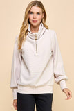 CT9019-Front Zipper Oversized Collar Pullover