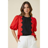 Romantic Wave Glam Scallop Blouse