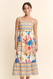 SQUARE NECK STRAPPY MIDI SUNDRESS TIERED SKIRT