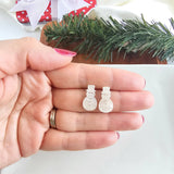 Snowman Studs - White Shimmer // Christmas, Holiday, Jewelry, Earrings