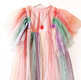 Kids Strawberry Charm Necklace with Green Beads