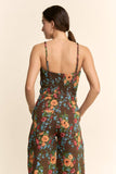 FLORAL JUMPSUIT SPAGHETTI STRAPS SQUARE NECKLINE