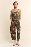 FLORAL JUMPSUIT SPAGHETTI STRAPS SQUARE NECKLINE