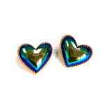 Iridescent Puffy Love Heart Stud earrings