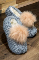 Knitted Slippers with Pom Pom: BLUSH / S/M