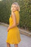 36667 Smocked Waist Zip Up Sleeveless Mini Dress