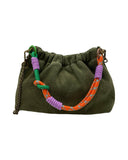 SUEDE LEATHER SHOULDER BAG PLEATED: CAMEL