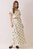 CT9872-Polka Dot Flutter Sleeve Cropped Top