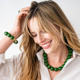 Iris Large Resin Bead Necklace Green Wholesale