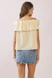 CT9079-Bow Accented Off The Shoulder Top