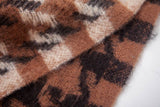 Soft Two Tone Houndstooth Chunky Fleece Oblong Tassel Scarf
