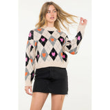 Argyle Pattern Knit Sweater