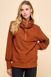 CT9019-Front Zipper Oversized Collar Pullover