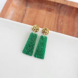 Mia Mini Earrings - Green Glitter // Jewelry, Earrings, Game Day, Christmas