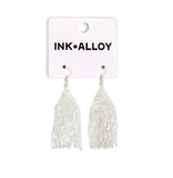 Lexie Solid Beaded Fringe Earrings Silver Wholesale