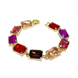 Emerald Cut Glass Crystal Linked Statement Bracelet
