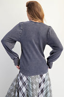 Washed Thermal Henley Top- Two Color Variants Available
