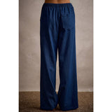 POCKET LACE TRIM WIDE LEG PULL ON DENIM PANT
