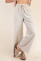 Cotton Poly Cropped Wide Pant
