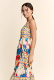 SQUARE NECK STRAPPY MIDI SUNDRESS TIERED SKIRT