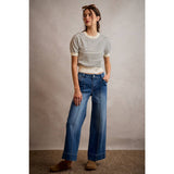 MID RISE FLARE PINTUCK BOTTOM DENIM JEANS