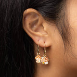 Mushroom Butterfly Earrings - Gold Psychedelic 70s Jewelry