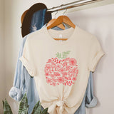 Colorful Flower Apple | Short Sleeve Graphic Tee | Teacher