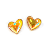 Iridescent Puffy Love Heart Stud earrings