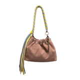 Plissa M suede leather bag: NOIR