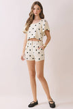 CT9872-Polka Dot Flutter Sleeve Cropped Top